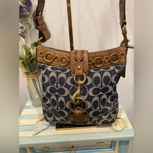 Authentic Coach Signature Denim Patchwork Hobo Bag